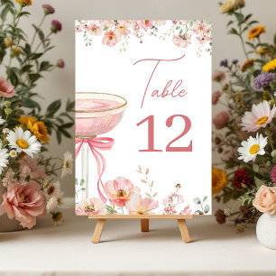 Liebesblüten Champagner Rosa Schleife Brautparty Tischnummer