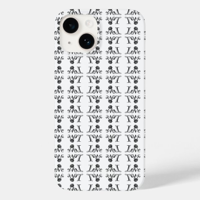 Liebesblüten: Typografie mit eingebauter Rose Case-Mate iPhone Hülle (Rückseite)