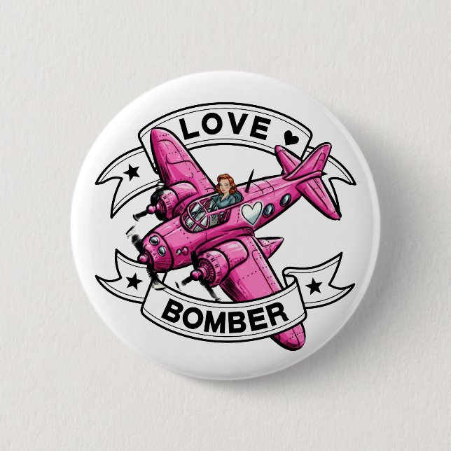 Liebesbomber-Pilotin Pink Button (Vorderseite)