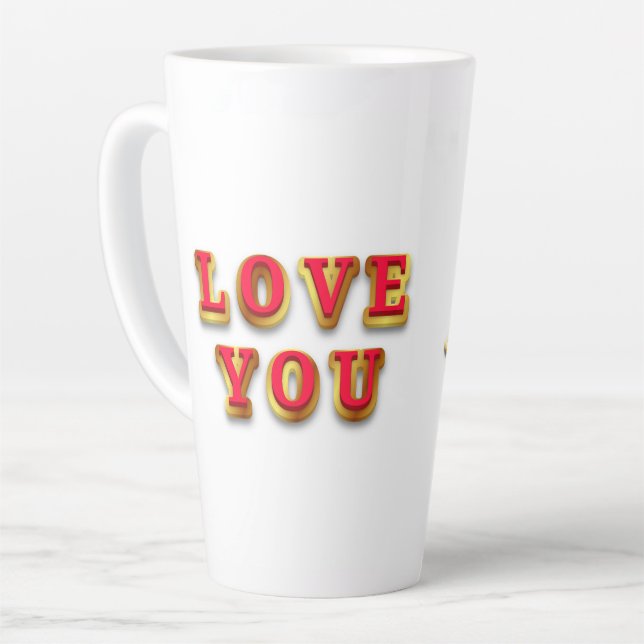 Liebesbotschaft mit goldenem Text Milchtasse (Linke Ecke)