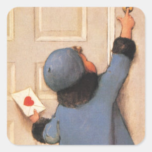 Liebesbrief im Vintage-Stil von Jessie Willcox Smi Quadratischer Aufkleber
