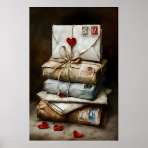 Liebesbriefe Druckbare Wandkunst – Vintage Romanti Poster