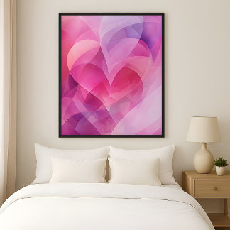 Liebesebenen - Abstrakte rosa Herzen Poster