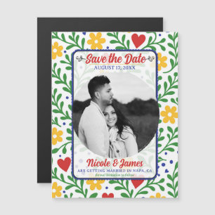 Liebesfest Bold Farbige Florale Save-The-Date-Kart Magnetkarte