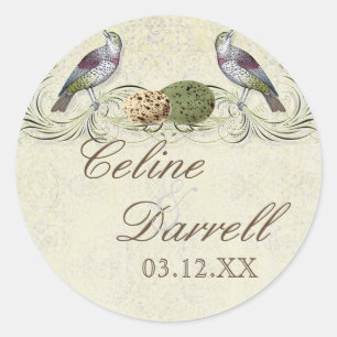 Liebesflügel-Einladung - Hochzeitsaufkleber oder - Runder Aufkleber