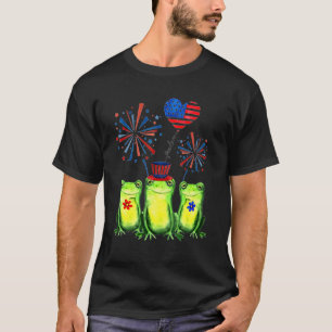Liebesfrosch Amerikanische Flagge 4. Juli T-Shirt
