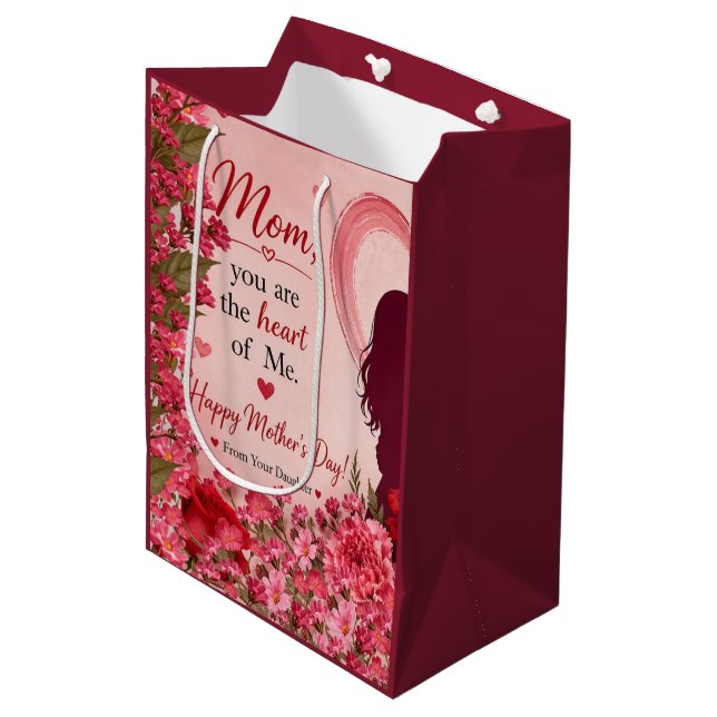 LIEBESGESCHENK FÜR MUTTERTAG  MITTLERE GESCHENKTÜTE (Vorderseite Schrägansicht)