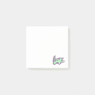 Liebesgraffiti lila grün mint typografie punkte  post-it klebezettel