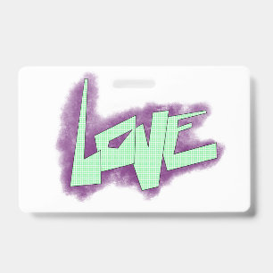 Liebesgraffiti lila grün Minze Typografie Punkte Ausweis