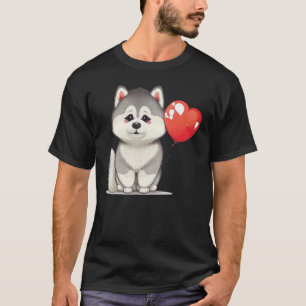 Liebesherz für Valentinstag auf Alaskan Malamute T-Shirt