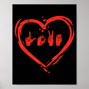 Liebesherz-Handschriftsignal Valentinstag Asl Gehö Poster