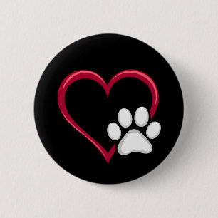 Liebesherz Hundepfote Valentinstag Hunde Liebhaber Button