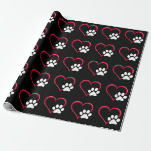 Liebesherz Hundepfote Valentinstag Hunde Liebhaber Geschenkpapier