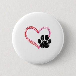 Liebesherz Katze Hund Pfotenabdruck, Haustiergesch Button
