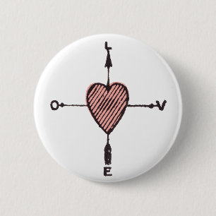 Liebesherz-Kompassknopf Button