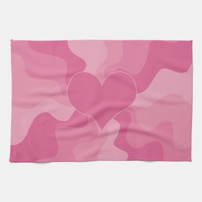 Liebesherz - Rosa Geschirrtuch (Horizontal)