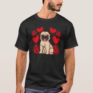 Liebesherz Valentinstag Rosen Pug Hund Jungen Kind T-Shirt
