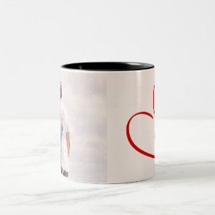 Liebesherz-Wortkunst Rotes Valentinsfoto Zweifarbige Tasse