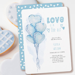 Liebesherzen Ballons Wasserfarbe Babyparty Einladung