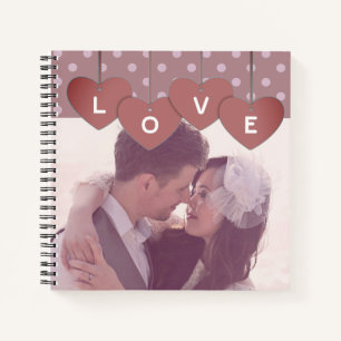Liebesherzen-Banner Benutzerdefinierte Hochzeitsfo Notizbuch