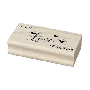 Liebesherzen Initialen und Datum Gummistempel