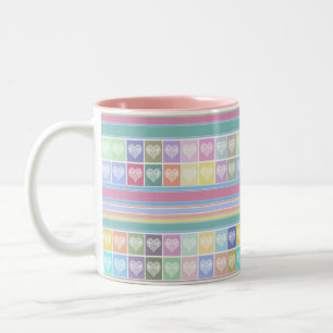 Liebesherzen Valentinstag Design Pastellfarben süß Zweifarbige Tasse