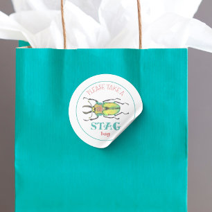 Liebeskäfer-Hirsch-Swag-Beutel-Partygeschenk Klass Runder Aufkleber
