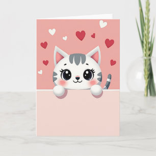 Liebeskarte mit niedlicher Katze und Herzen Karte