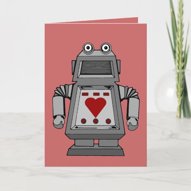 Liebeskranker Roboter Feiertagskarte (Vorderseite)
