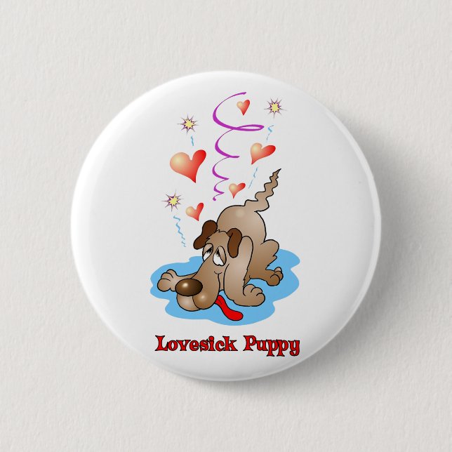 Liebeskranker Welpenknopf Button (Vorderseite)