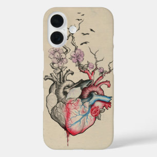 Liebeskunst Surreal Anatomische Herzen Blumen Vint iPhone 16 Hülle