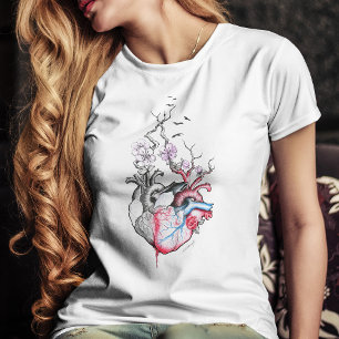 Liebeskunst Surreal Anatomische Herzen Blumen Vint T-Shirt