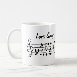 Liebeslied-Vogelnoten Schwarz-Weiß-Kunst Kaffeetasse