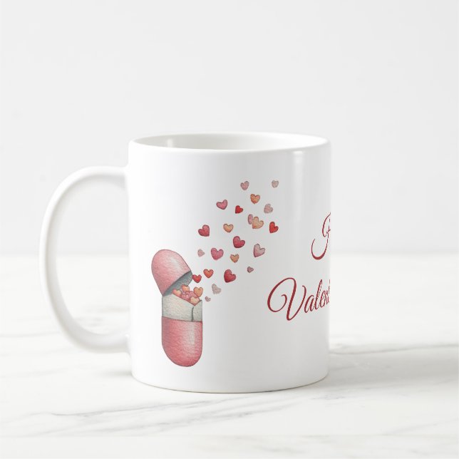 Liebesmedizin Valentinstag-Design Kaffeetasse (Links)
