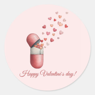 Liebesmedizin Valentinstag-Design Runder Aufkleber