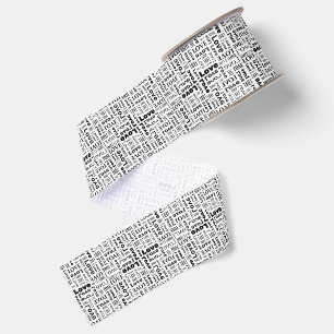 Liebesmuster mit schwarzen Buchstaben  Ripsband