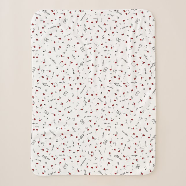 Liebesnotizen Rotes Herz Musiknotation Sherpadecke (Vorderseite)