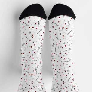 Liebesnotizen Rotes Herz Musiknotation Socken