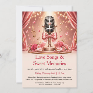 Liebesnotizen und Karaoke Valentinstagsparty Einladung