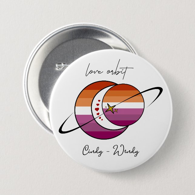 Liebesorbit Sonnen- und Monduntergangs-Flagge für  Button (Vorne & Hinten)