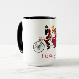 Liebespaar auf einer Tandemfahrradtasse Vintage Tasse
