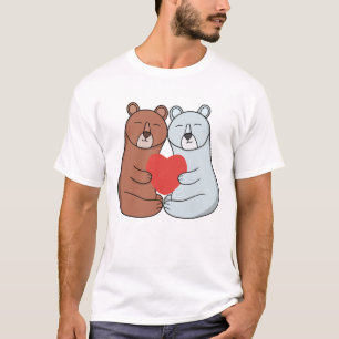 Liebespaar Bären kuscheln mit Herz T-Shirt