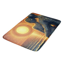 Liebespaar bei Sonnen Untergang am Meer Badematte