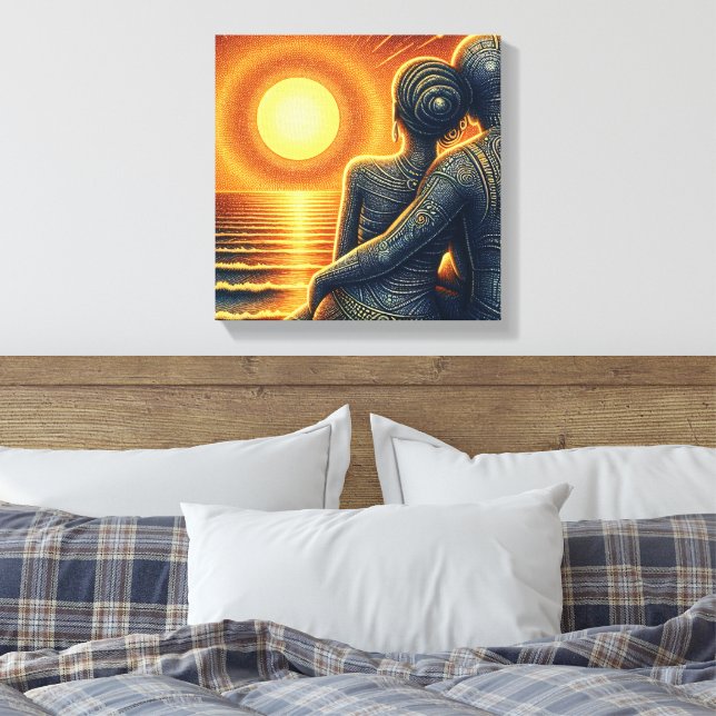 Liebespaar bei Sonnen Untergang am Meer Leinwanddruck (Insitu (Schlafzimmer))
