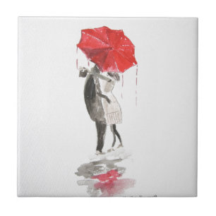 Liebespaar beim Küssen zum Hochzeitstag Fliese