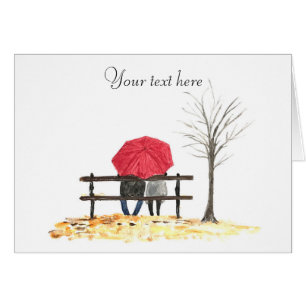 Liebespaar Rotes Regenschirm Hochzeitsjubiläum
