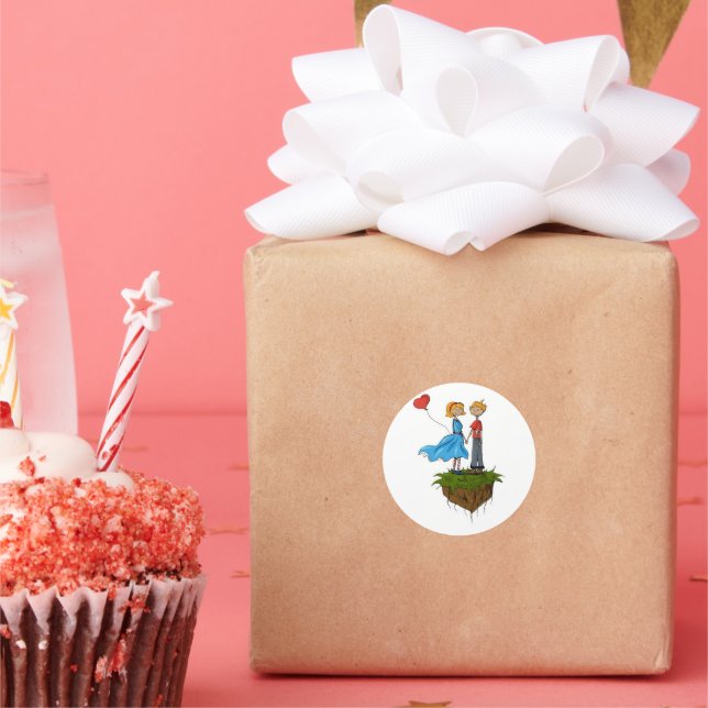 Liebespaar Runder Aufkleber (Party)