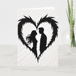 Liebespaar-Silhouette Herz Karte