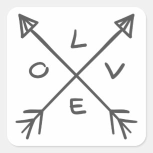 Liebespfeile Schwarz-Weiße Hochzeit Quadratischer Aufkleber