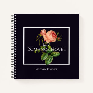 Liebesroman-Notizbuch mit einer antiken rosa Rose Notizbuch